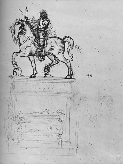 Estudo para um monumento equestre, c1480 1945 de Leonardo da Vinci
