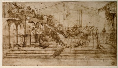 Estudo para a adoração dos Magos (Desenho a lápis de Leonardo da Vinci