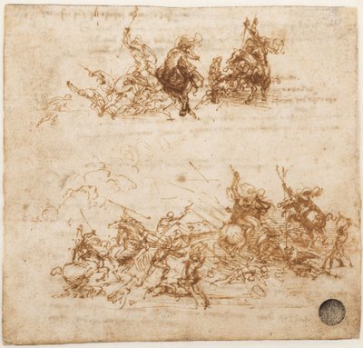 Estudo para a Batalha de Anghiari, ca 1503-1504. de Leonardo da Vinci