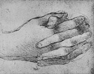 Estudo das mãos entrelaçadas, c1480 1945 de Leonardo da Vinci