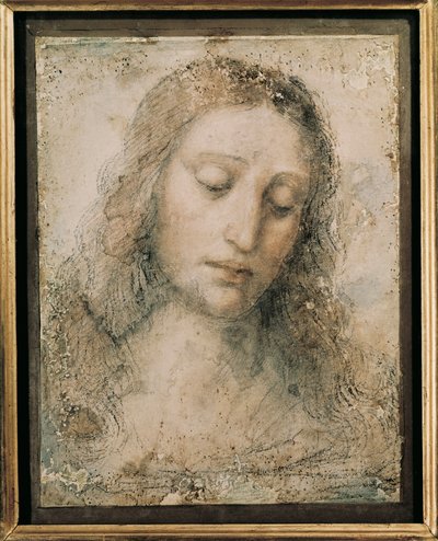 "" Cabeça de Cristo Redentor "" Desenho de um aluno de Leonardo da Vinci de Leonardo da Vinci