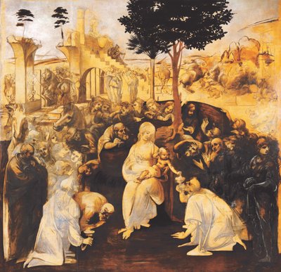 A Adoração dos Magos Após a restauração, 1481-1482. de Leonardo da Vinci