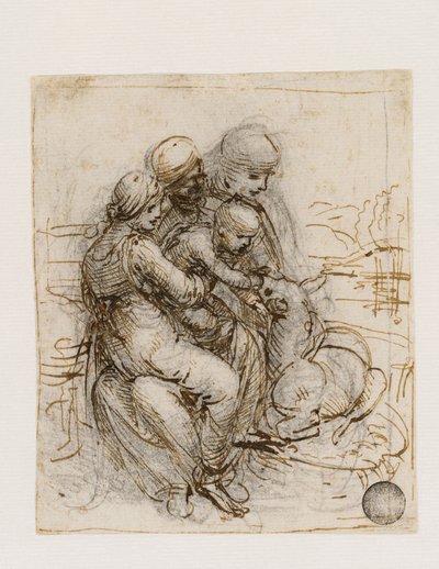 A Virgem e o Menino com Santa Ana Anna Metterza, c. 1501 de Leonardo da Vinci
