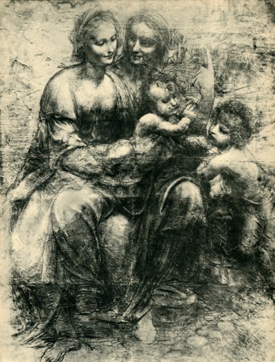 A Virgem e o Menino com Santa Ana e São João Batista, 1499-1500, 1943. de Leonardo da Vinci