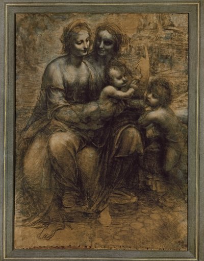 A Virgem e o Menino com Santa Ana e São João Batista (pintura sobre tela) de Leonardo da Vinci