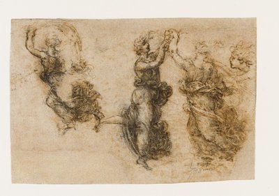 Três figuras femininas dançantes, 1517-1518. de Leonardo da Vinci