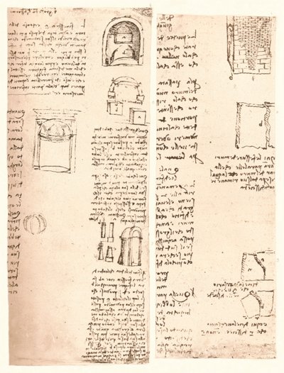 Dois desenhos arquitetônicos, c1472-c1519 1883 de Leonardo da Vinci