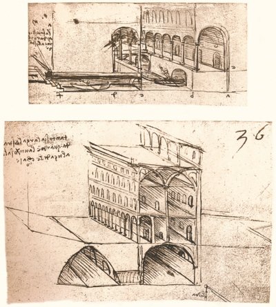 Dois planos para canais em uma cidade, c1472-c1519 1883 de Leonardo da Vinci