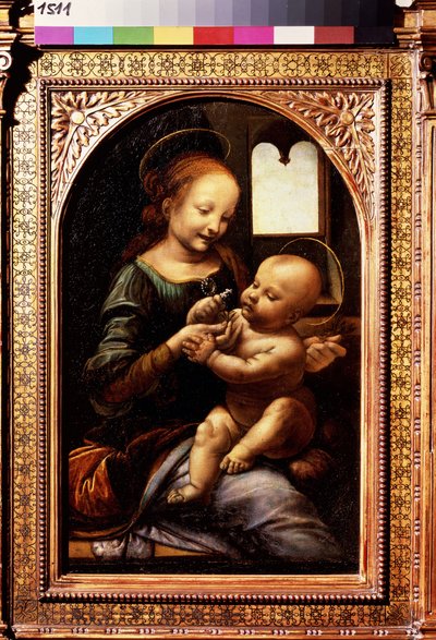 Madonna com uma flor ou Madonna Benois. Pintura por Leonardo da Vinci (Leonardo da Vinci de Leonardo da Vinci