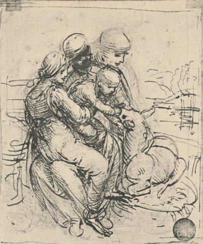 Virgem e criança com Santa Ana, c1480 1945 de Leonardo da Vinci