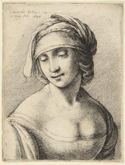 Mulher com cachecol tipo snood de Leonardo da Vinci