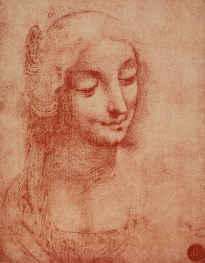 O rosto da mulher, desenho de Leonardo da Vinci. Galerias da Academia, Veneza de Leonardo da Vinci