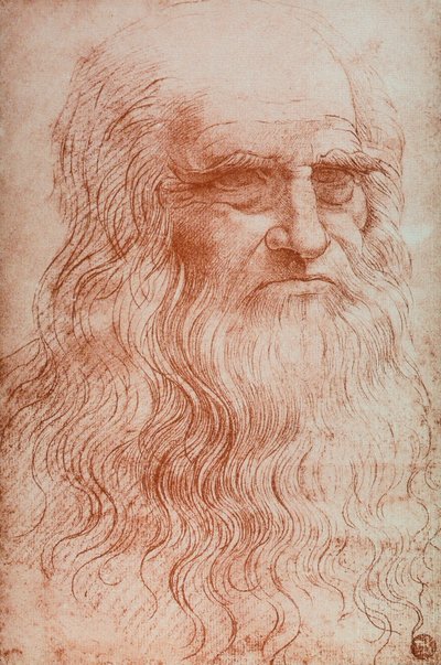 Retrato de Leonardo da Vinci, cópia do Selfportrait de Leonardo da Vinci, otimista, Galeria da Academia, Veneza de Leonardo da after Vinci