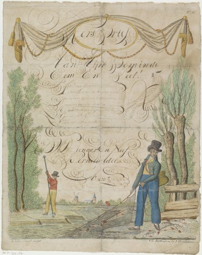 Carta de desejo com pescadores de Leonardus Schweickhardt
