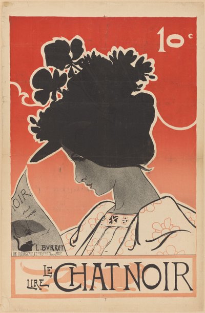 Cartaz para a revista Le Chat Noir Lire Le Chat Noir (título no objeto) de Leonce Burret
