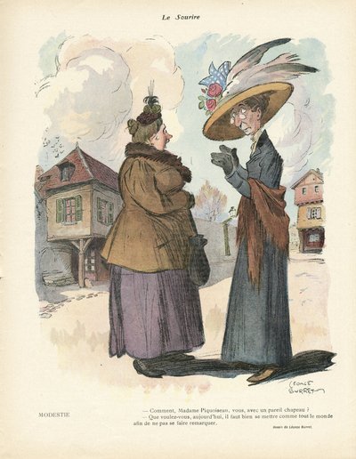 Ilustração de Leonce Burret (1865-1915) em Le Smile, no. 19, 08/05/13 - Moda, Chapéu de Leonce Burret