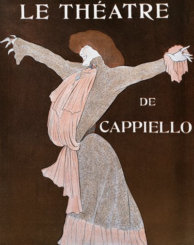 Atriz Sarah Bernhardt (1844-1923), ilustração de Leonetto Cappiello (1875-1942), da revista francesa Le Theatre, abril de 1903 de Leonetto Cappiello