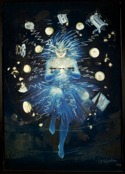 Esboço de propaganda de dispositivo elétrico, de Leonetto Cappiello, desenho com pastéis de Leonetto Cappiello