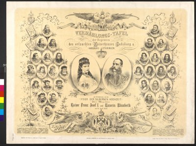 Imperador da Áustria e Elisabeth Placa de casamento do regente da nobre família imperial Habsburgo e Habsburgo Lorena de Leonhard Bauer