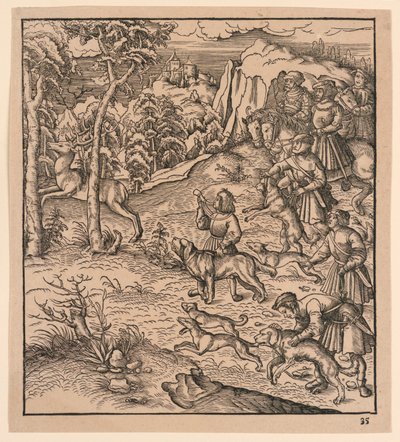 Uma caça ao veado, de "Der Weisskunig" de Leonhard Beck