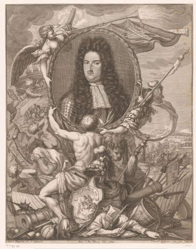 Retrato de Eugênio de Saboia carregado por figuras alegóricas de Leonhard Heckenauer