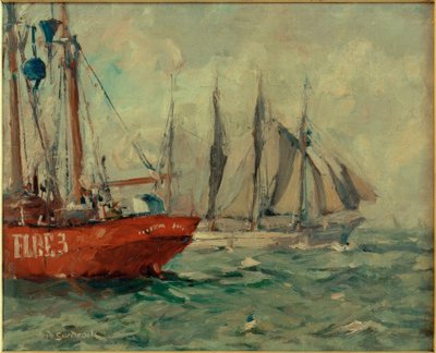 Protetor de gaff com quatro mastros passa pelo Elbe 3 de Leonhard Sandrock