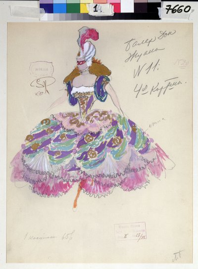 Figurinos para a ópera ""Don Juan"" de Wolfgang Amadeus Mozart (1756-1791) (Figurinos para a ópera ""Don Giovanni"" de W.A.Mozart). Obra de Leonid Mikhaylovich Brailovsky (1867-1937). Aquarela e guache sobre papel de Leonid Mihhaylovich Brailovsky