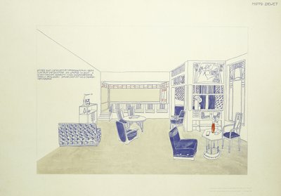 A Design for a Room, c.1901 (cor litografia) de Leopold (after) Bauer