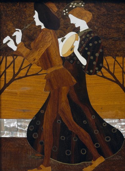 Cómoda, ca. 1908, de Leopold Bauer (1872-1938), nogueira, latão e madrepérola, Detalhe, Áustria, século XX de Leopold Bauer