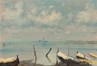 Vista de Veneza do Mestre (paisagem lagunar) de Leopold Carl Muller