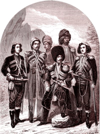 A Transcaucásia e a Geórgia, a Rússia em 1865. (Gravura) de Leopold Flameng