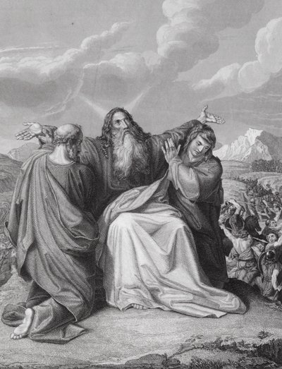 O levantar das mãos de Moisés, Êxodo, cap. 17, v. 12 (gravura) de Leopold Kupelwieser