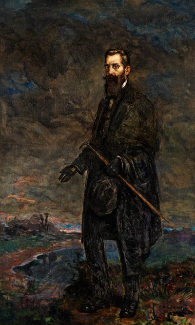 Retrato de Theodor Herzl (óleo sobre tela) de Leopold Pilichowski