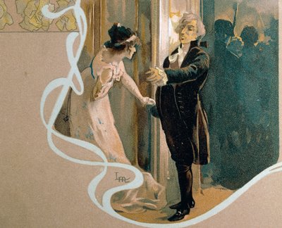 Postal ilustrado de Leopoldo Metlicovitz (1868-1944) com cena de Tosca, ópera de Giacomo Puccini (1858-1924) de Leopoldo Metlicovitz