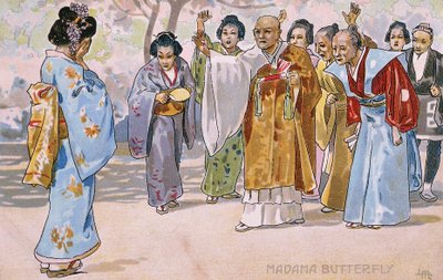 Postal criado para a estreia de "Madame Butterfly", em Brescia de Leopoldo Metlicovitz