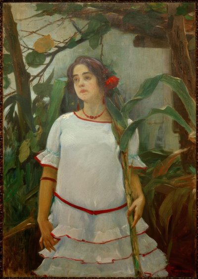 Retrato de muchacha con caña (Menina com bengala) de Leopoldo Romañach