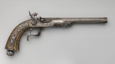 Exposição de Percussão Pistola, Francesa, datada de 1851 de Lepage Moutier