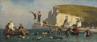 Banhistas em Étretat, c. 1858. de Lepoittevin
