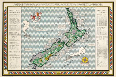 Um mapa da Nova Zelândia de Leslie MacDonald Gill