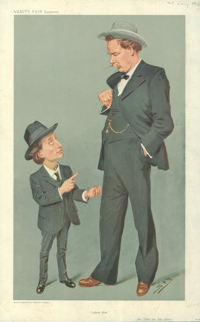 Ben Tillett e John Ward, Homens do Trabalho, 29 de julho de 1909, desenho animado da Vanity Fair de Leslie Matthew Ward