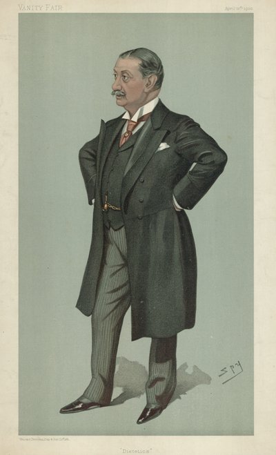 Dr. Nathaniel Edward Yorke-Davis, Dietética, 12 de abril de 1900, desenho animado da Vanity Fair de Leslie Matthew Ward