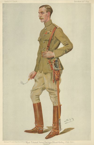 Major Edward James Montagu Stuart-Wortley, Eddie, 26 de outubro de 1899, desenho animado da Vanity Fair de Leslie Matthew Ward