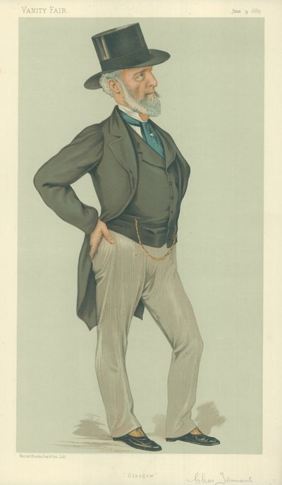 Sr. Charles Tennant, Glasgow, 9 de junho de 1883, desenho animado da Vanity Fair de Leslie Matthew Ward