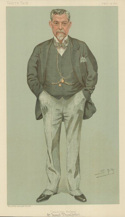 Sr. James Thompson, Caledonian Railway, 15 de agosto de 1895, cartoon da Vanity Fair de Leslie Matthew Ward