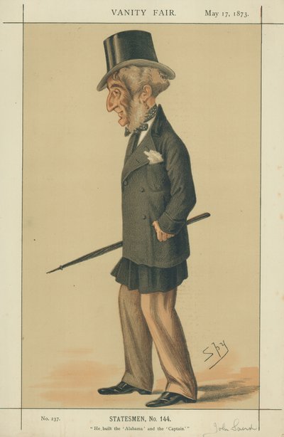 Sr. John Laird, Ele construiu o Alabama e o Capitão, 17 de maio de 1873, desenho animado da Vanity Fair de Leslie Matthew Ward