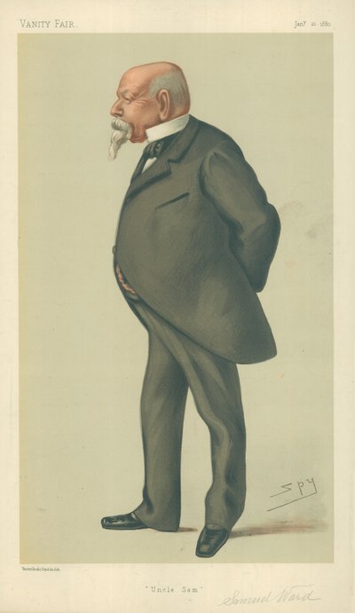 Sr. Samuel Ward, Tio Sam, 10 de janeiro de 1880, desenho animado da Vanity Fair de Leslie Matthew Ward