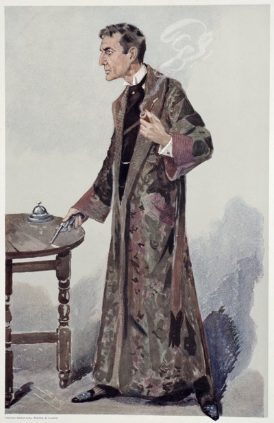 Sherlock Holmes, desenhos animados da Vanity Fair do ator William Gillette, 1907 de Leslie Matthew Ward