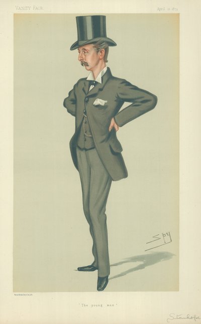 O Hon Edward Stanhope MP, O jovem, 12 de abril de 1879, cartoon Vanity Fair de Leslie Matthew Ward