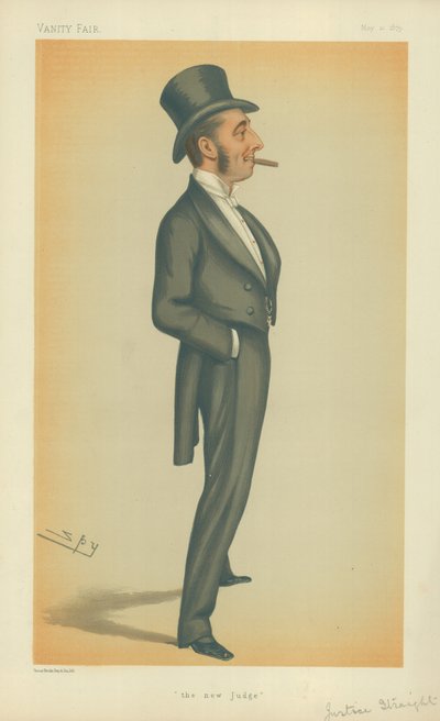O Hon Senhor da Justiça Hetero, O novo juiz, 10 de maio de 1879, cartoon Vanity Fair de Leslie Matthew Ward