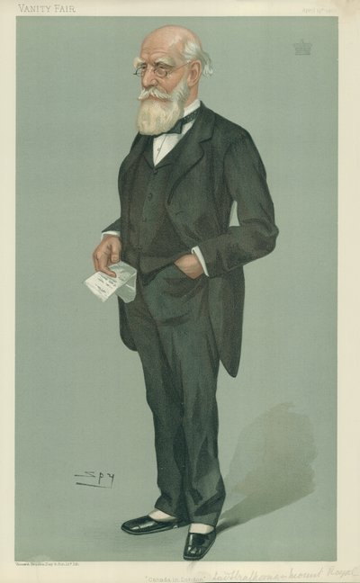 O Lord Strathcona e Mount Royal, Canadá, em Londres, 19 de abril de 1900, cartoon Vanity Fair de Leslie Matthew Ward
